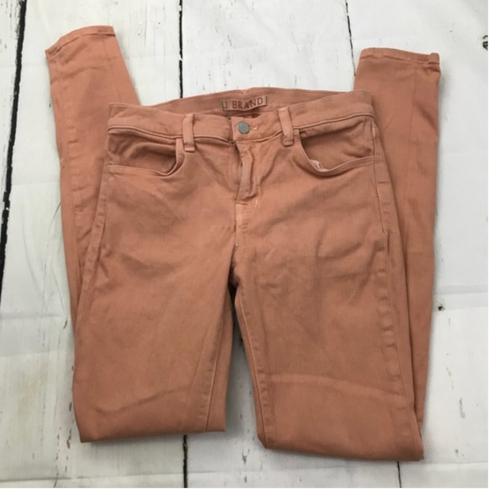 Anthropologie's J Brand dark peach skinny jeans